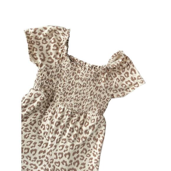 Gap Leopard Print Smocked Romper 3T - Picture 2 of 5